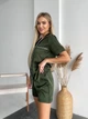 Піжама жіноча кант 4в1 (штани+сорочка+шорти+сорочка з коротким рукавом) на ґудзиках XS-S Зелений - зображення 12