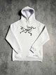Худи унисекс с рисунком черного логотипа Arcteryx размер L белого цвета - изображение 1