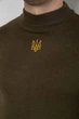 Светр чоловічий однотонний з вишивкою тризуб, колір хакі розмір XXXL 161R009 - зображення 5