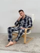 Мужская фланелевая пижама COSY с рубашкой на пуговицах XL в сине-серую клетку (P-F106P) - изображение 1