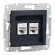 Розетка компьютерная антрацит, пластик, для врезного монтажа Schneider Electric EPH4400171 Asfora - изображение 1