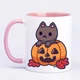 Чашка с печатью "Helloween Cat" (цвет розовый) (20917) - изображение 1