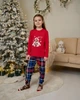Детская пижама на девочку с брюками - Новогодний мишка - Family look для семьи рост 110-116 - изображение 1