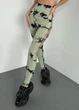 Спортивные женские леггинсы Marble Tie Dye с вырезами по бокам и эффектом пуш-ап Мраморные Тай-дай Бесшовные XS-S Зеленые (5042S) - изображение 1