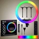 Профессиональная кольцевая LED лампа RGB 45 см (3 крепления, пульт) -MJ18. - изображение 1