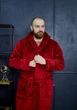 Чоловічій махровий халат батал, бордо, розмір 4XL - зображення 2