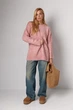 Жіночий подовжений в'язаний джемпер oversize - колір пудра, ONE SIZE - изображение 3