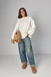 Женская вязаная кофта oversize цвет молочный размер ONE SIZE FL_001856 - изображение 3