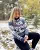 Жіночий новорічний светр з оленями "House" Темно-синій, під шию, розмір L - зображення 3