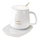 Чашка керамическая Lucky на платформе с подогревом с крышкой и ложкой 380ml White (3_05627) - изображение 1
