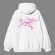 Худи унисекс с рисунком розового логотипа Arcteryx размер S белого цвета - изображение 3