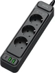 Сетевой фильтр-удлинитель RZTK Power Strip Pro 3 + 2 USB-A + USB-С (PD20W) Black 2 м - изображение 2