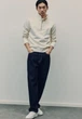 Чоловічий світшот з верхньою блискавкою Regular Fit H&M (57731) М Молочний - изображение 2