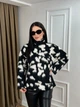 Жіночий светр oversize з леопардовим принтом ONE SIZE чорний (2394) - изображение 5