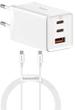 Мережевий зарядний пристрій Baseus GaN5 Pro Fast Charger 2Type-C+USB 65W + Cable Type-C topype-C CCGP120202 White - зображення 5