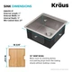 Кухонна мийка Kraus Kore нижнього монтажу KWU111-17 KS0002U 38,1 x 40,6 x 25,4 см Нержавіюча сталь - зображення 3