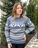 Женский новогодний свитер с оленями "Deer" Синий, размер XL - изображение 3