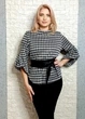 Блуза прямого крою трикотажна з принтом "гусяча лапка" di classe 5XL-6XL чорно-біла 11-143 - зображення 2