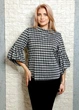 Блуза прямого крою трикотажна з принтом "гусяча лапка" di classe 5XL-6XL чорно-біла 11-143 - зображення 3