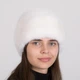 Женская шапка из натурального меха норки на вязаной основе Меховой Стиль Лобик 54-60 Белый (132/N) - изображение 1