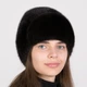 Женская шапка из натурального меха норки на вязаной основе Меховой Стиль Лобик 54-60 Темно-коричневый (132/E) - изображение 1