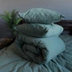 Постельное белье Washed Cotton Однотонная Полутораспальное 150 x 220 Вареный хлопок Оливковое 70 х 70 - изображение 5
