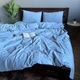 Постельное белье Washed Cotton Полутораспальное 150 x 220 Вареный хлопок Голубое 70 х 70 - изображение 5