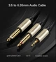 Аудио кабель UGREEN AV126 3.5 мм – 2 x jack 6.35 мм 2м Gray (UGR-10615) - изображение 4