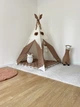Детский вигвам палатка-домик с двумя входами, ковриком и подушкой 120×120 см молочный с коричневым - изображение 1