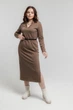 Тепла сукня в рубчик 104MONA 3XL Бежевий - изображение 2