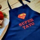 Фартух кухонний чоловічий з вишивкою «Super тато» синій колір чоловічий з вишивкою арт.0432 - зображення 3