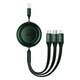 Кабель Baseus Bright Mirror 2 Series Retractable 3-in-1 Fast Charging Data Cable USB to M+L+C 3.5A 1.1m Green (CAMJ010006) - изображение 1
