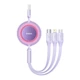 Кабель Baseus Bright Mirror 2 Series Retractable 3-in-1 Fast Charging Data Cable USB to M+L+C 66W 1.1m Purple (CAMJ010105) - изображение 1