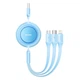 Кабель Baseus Bright Mirror 2 Series Retractable 3-in-1 Fast Charging Data Cable USB to M+L+C 3.5A 1.1m Sky Blue (CAMJ010017) - изображение 1