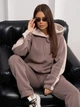 Спортивный костюм на флисе женский ISSA PLUS 14934 XXL Коричневый (issa2007682658497) - изображение 4