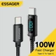 USB кабель 100W з LED-дисплеєм Essager для швидкої зарядки ноутбука Кабель Type-C - Type-C 5A EXCTT1-XY01-P 1м чорний - зображення 1