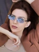 Солнцезащитные очки No Brand унисекс без оправы Trend голубые с золотом - изображение 2