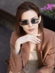 Солнцезащитные очки No Brand унисекс без оправы Trend черные с золотом - изображение 2