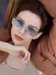 Солнцезащитные очки No Brand унисекс без оправы Trend голубые с золотом - изображение 4