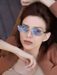Солнцезащитные очки No Brand унисекс без оправы Trend голубые с золотом - изображение 5