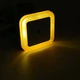 Неоновий светильник ночник Квадратный с датчиком света LED DL в розетку желтый 7G-7427о - изображение 1