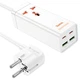 Мережевий подовжувач фільтр Hoco AC10A 2xUSB 2xType-C PD65W 3.0А 1.5м 2500W швидка зарядка білий - зображення 1