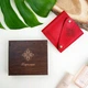 Именной мини кошелек с гравировкой на заказ в деревянной коробке, Red, Malina Leather - изображение 1