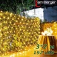 Гірлянда світлодіодна Lem Berger, штора, сітка, 3х2 м, 192 LED, IP44, 8 режимів, прозорий дріт, жовте світло, 4009067 - зображення 1