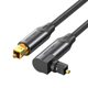 Кабель аудіо Vention Toslink — Toslink кутовий оптичний цифровий аудіокабель із поворотом 3 м Black (BKDBI) - зображення 1