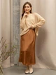 Юбка женская из шелка Армани годе с резинкой и молнией Seventeen L-XL Коричневый 2167.5672 - изображение 3