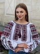 Традиційна жіноча вишиванка біла з рясною бордовою вишивкою "Чаруня" 10590-52 (XL) - зображення 1