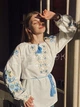 Женская вышиванка молочная "Стефания" на льняной ткани 12235-46 (М) - изображение 6