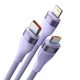 Кабель USB > USB Type-C + Lightning + microUSB Baseus Flash Series Ⅱ One-for-three Fast Charging Data Cable 66W 1.2 m (CASS040005) Purple - изображение 2