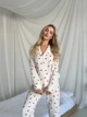 Пижама из муслина XS Белая в красные сердца - изображение 3
